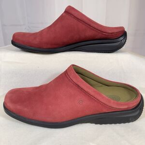 Rockport Shoes Women 6.5 Red Nubuck Leather Slip On Mule Clog Comfort Kinetic